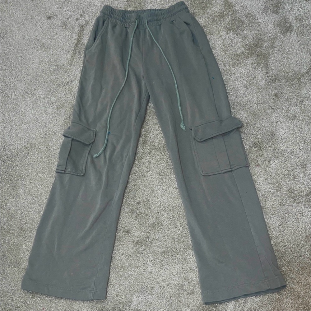 Full Tilt Women’s Green/Grey Jogging and Loungewear Pants w/Drawstring &Pockets